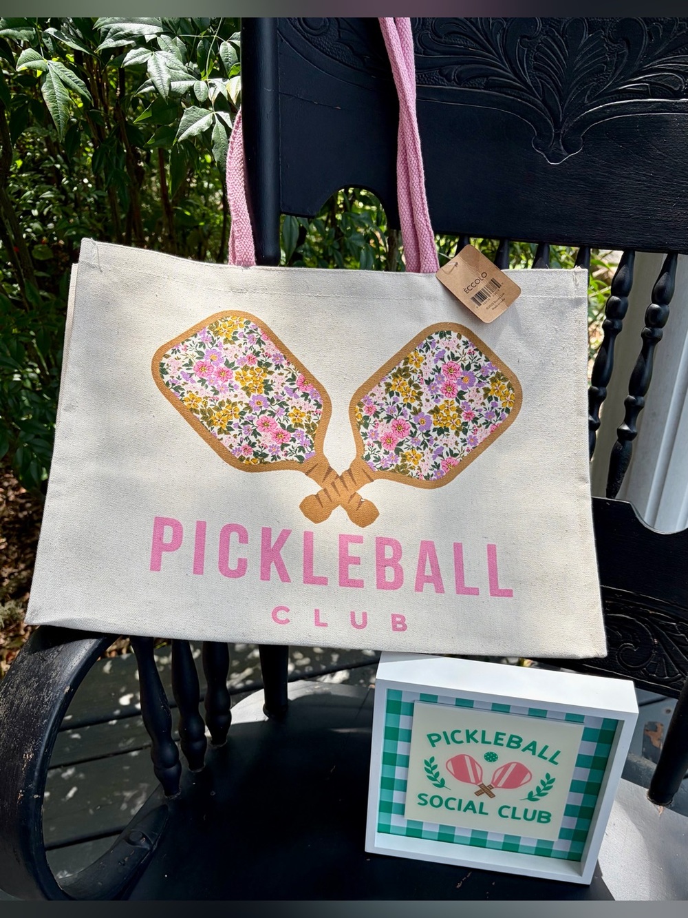 NWT ÈCCOLO PICKLEBALL Canvas Tote and Home Decor for the PickleBall Enthusiast